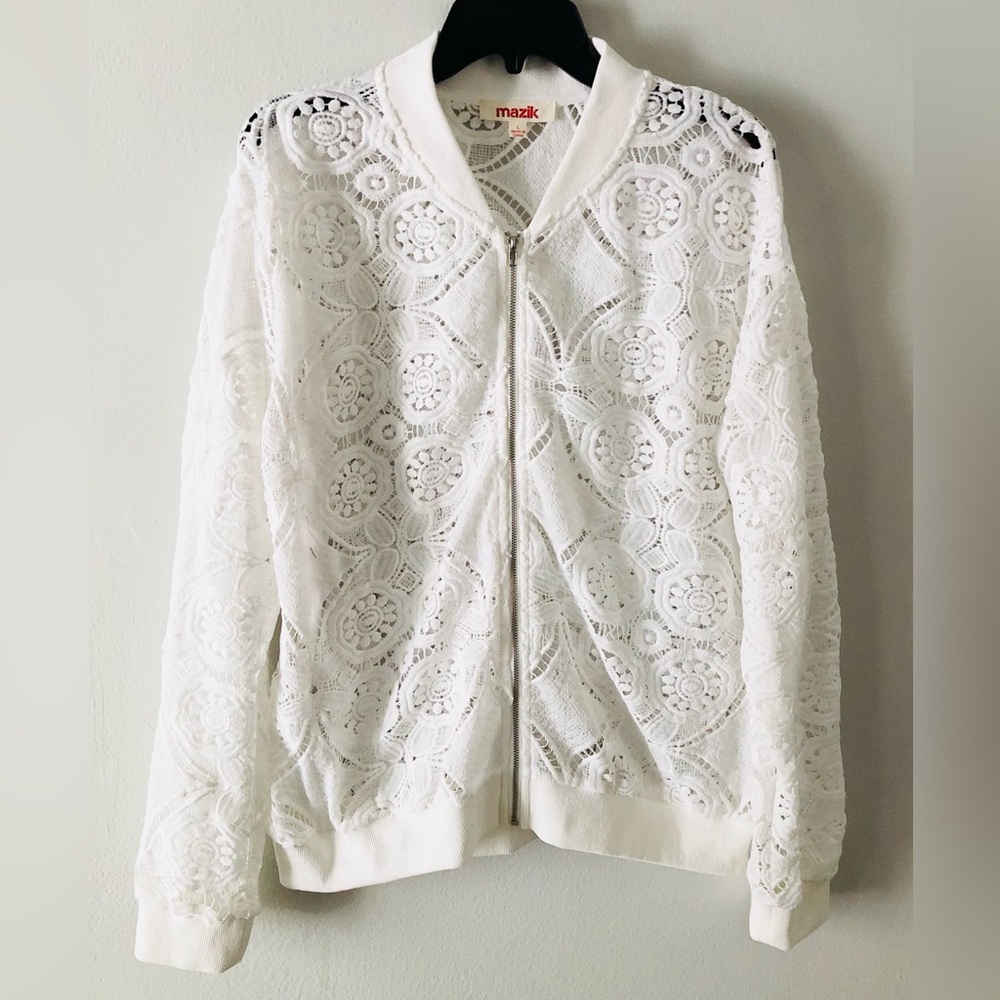 Mazik Lace Zip-Front Bomber Jacket - Picture 2 of 5